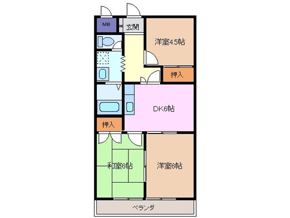 益生駅 徒歩22分 3階の物件間取画像